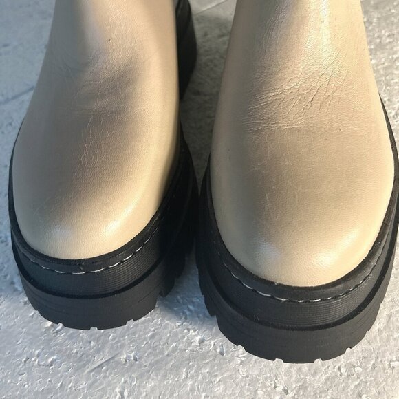 Marc Fisher SZ7.5 Light Natural Chelsea leather lug boot Minimalist Modern Retro - Picture 6 of 11